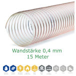 Absaugschlauch SMARTFLEX / BETAFLEX - 0,4 mm Wandstärke - 15-Meter Rolle