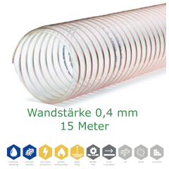 Absaugschlauch SMARTFLEX / BETAFLEX - 0,4 mm Wandstärke - 15-Meter Rolle