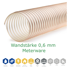 Absaugschlauch SMARTFLEX/BETAFLEX - 0,6 mm Wandstärke bis NW 250 mm - Meterware