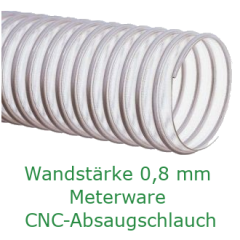 CNC Absaugschlauch SMARTFLEX / BETAFLEX - 0,8 mm Wandstärke