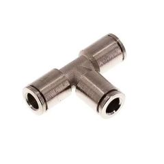 T-Steckverbindung für Druckluftschlauch 6 x 4 mm, Messing vernickelt