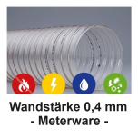 Absaugschlauch SMARTFLEX / BETAFLEX - 0,4 mm Wandstärke bis NW 250 mm - Meterware