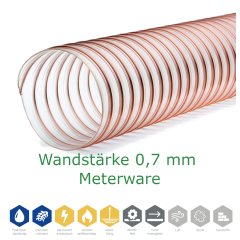 Absaugschlauch SMARTFLEX / BETAFLEX - 0,7 mm Wandstärke  bis NW 250 mm - Meterware